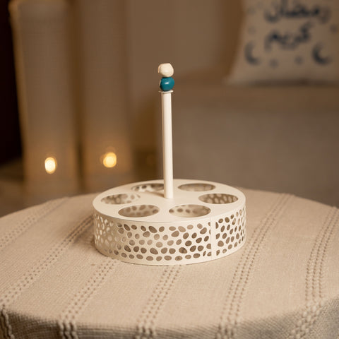 حمالة كاسة معدنية مزخرفة - أزرق