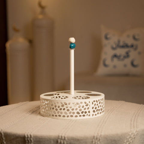 حمالة كاسة معدنية مزخرفة - أزرق