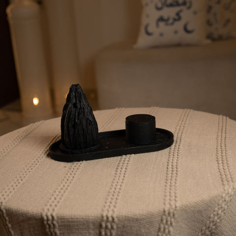 طقم مبخرة مع غطاء   3 قطع - أسود