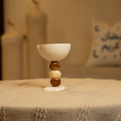 مبخرة دائرية مرصعة بالاحجار - بني