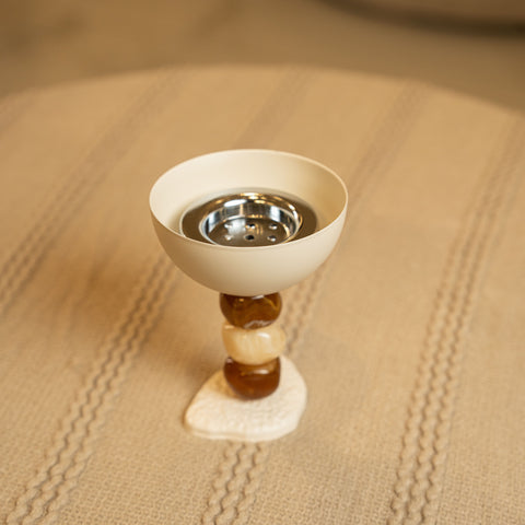 مبخرة دائرية مرصعة بالاحجار - بني