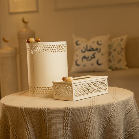 علبة محارم مزخرفة - بني