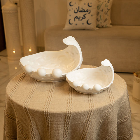 مضيفة بتصميم الؤلؤ - ابيض - صغير