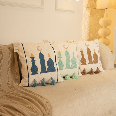 مخدات رمضانية مزخرفة برسمة مآذن